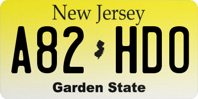 NJ license plate A82HDO