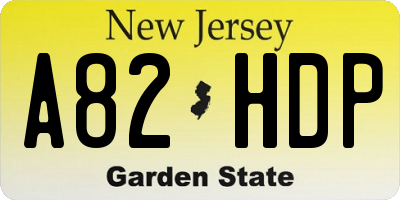 NJ license plate A82HDP