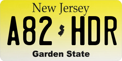 NJ license plate A82HDR
