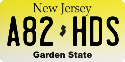 NJ license plate A82HDS