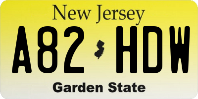NJ license plate A82HDW