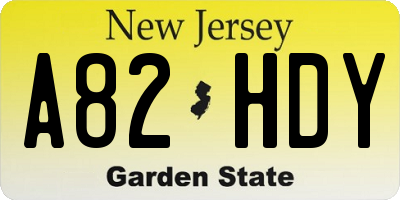 NJ license plate A82HDY