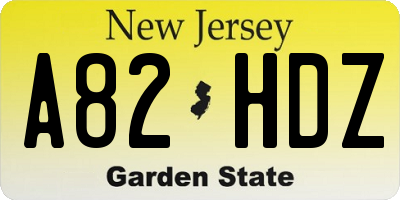 NJ license plate A82HDZ