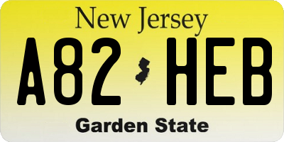 NJ license plate A82HEB