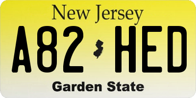 NJ license plate A82HED