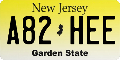 NJ license plate A82HEE