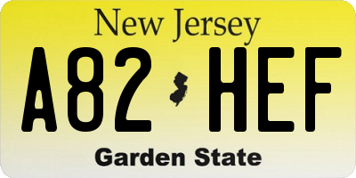 NJ license plate A82HEF