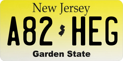 NJ license plate A82HEG