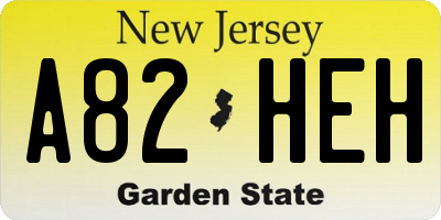 NJ license plate A82HEH