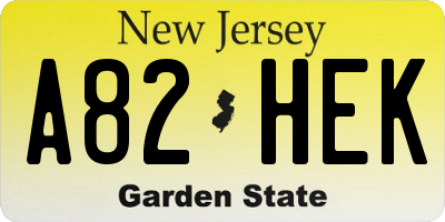 NJ license plate A82HEK