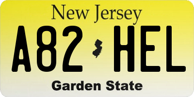 NJ license plate A82HEL