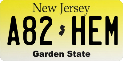 NJ license plate A82HEM