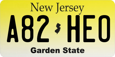 NJ license plate A82HEO