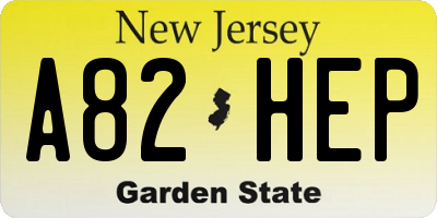 NJ license plate A82HEP