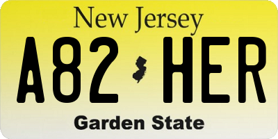 NJ license plate A82HER
