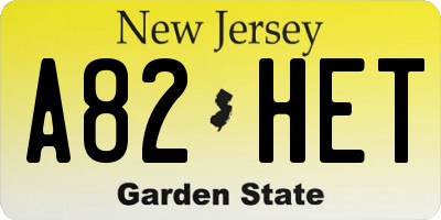NJ license plate A82HET