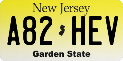NJ license plate A82HEV