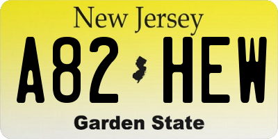 NJ license plate A82HEW