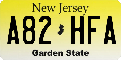 NJ license plate A82HFA