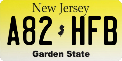 NJ license plate A82HFB