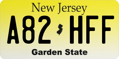 NJ license plate A82HFF