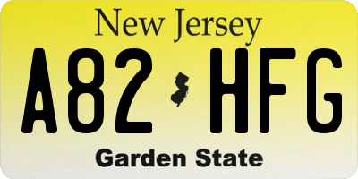 NJ license plate A82HFG