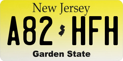 NJ license plate A82HFH
