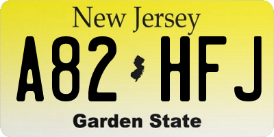 NJ license plate A82HFJ