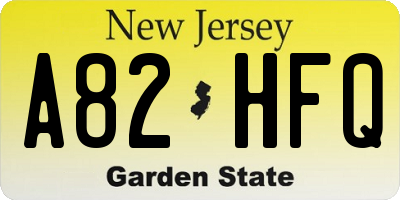 NJ license plate A82HFQ