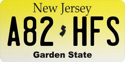 NJ license plate A82HFS
