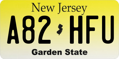 NJ license plate A82HFU