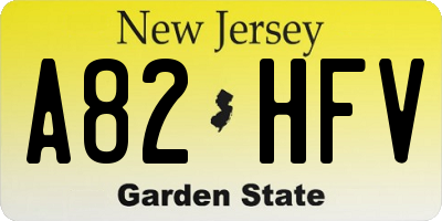 NJ license plate A82HFV