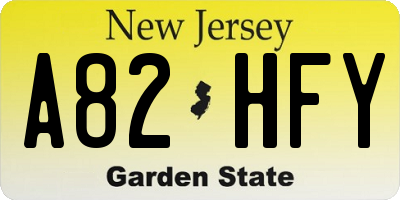 NJ license plate A82HFY