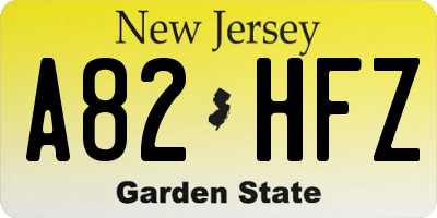 NJ license plate A82HFZ