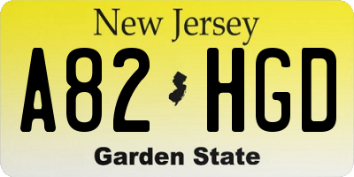 NJ license plate A82HGD