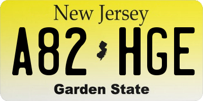 NJ license plate A82HGE