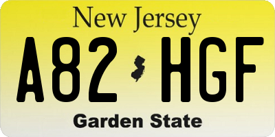 NJ license plate A82HGF