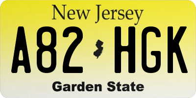 NJ license plate A82HGK