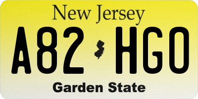 NJ license plate A82HGO
