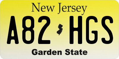 NJ license plate A82HGS