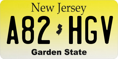 NJ license plate A82HGV