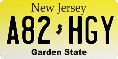 NJ license plate A82HGY