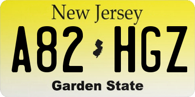 NJ license plate A82HGZ