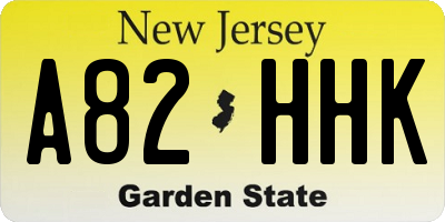NJ license plate A82HHK