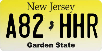 NJ license plate A82HHR