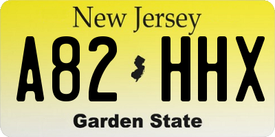 NJ license plate A82HHX