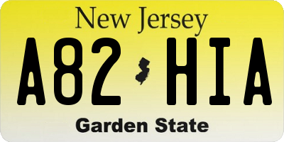 NJ license plate A82HIA