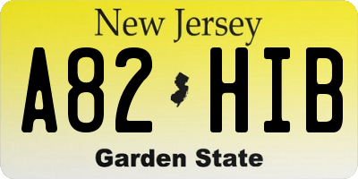 NJ license plate A82HIB