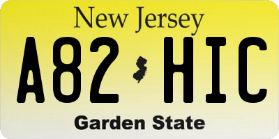 NJ license plate A82HIC