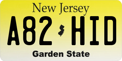NJ license plate A82HID